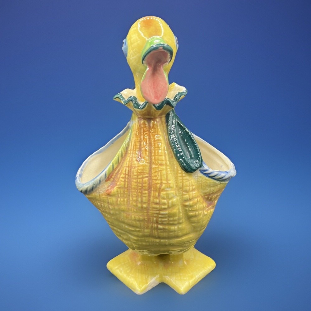 Vintage Napco Ceramic Duck Planter - Yellow, Blue, Green - Very‎ Sweet!